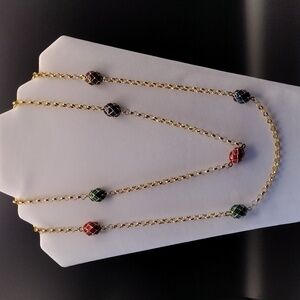 Joan Rivers Multicolor Enamel Egg Gold-Tone Necklace